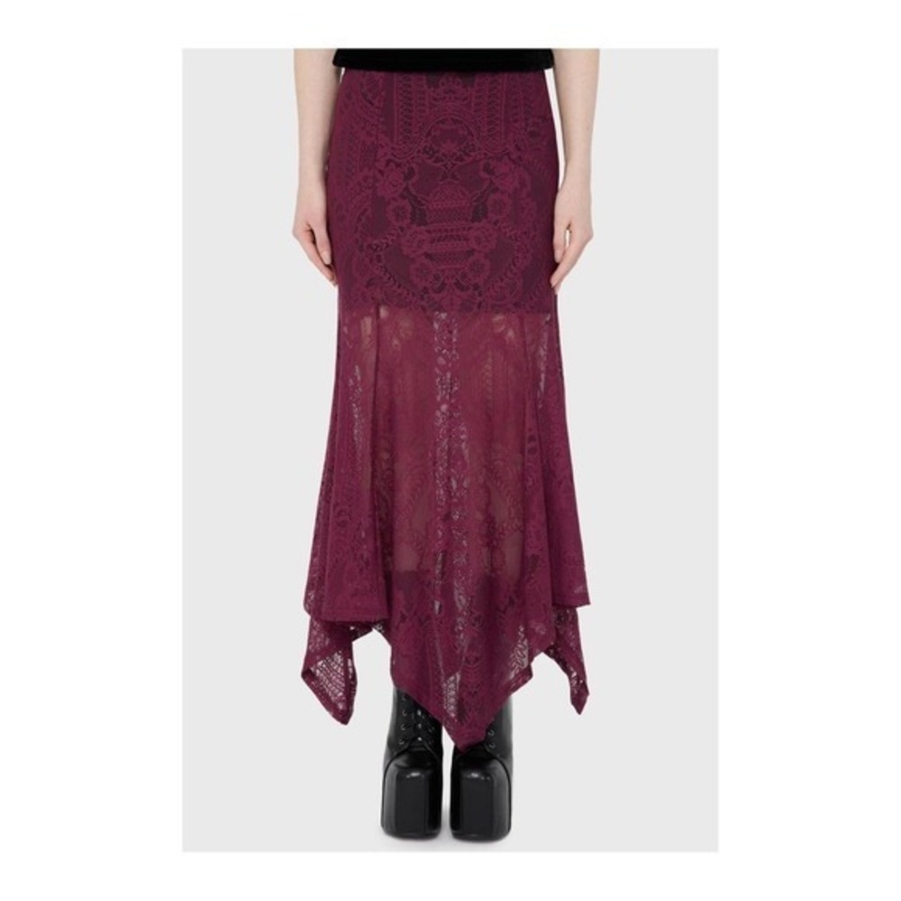 Killstar Belladonna lace maxi skirt plum goth fairy Small